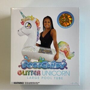 NEW PoolCandy Glitter Unicorn Inflatable Pool Float – 40″ NWT – Sealed